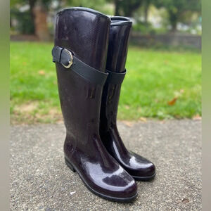 Dav Bristol Weatherproof Knee High  Rain Shiny Black Boot Sz 8